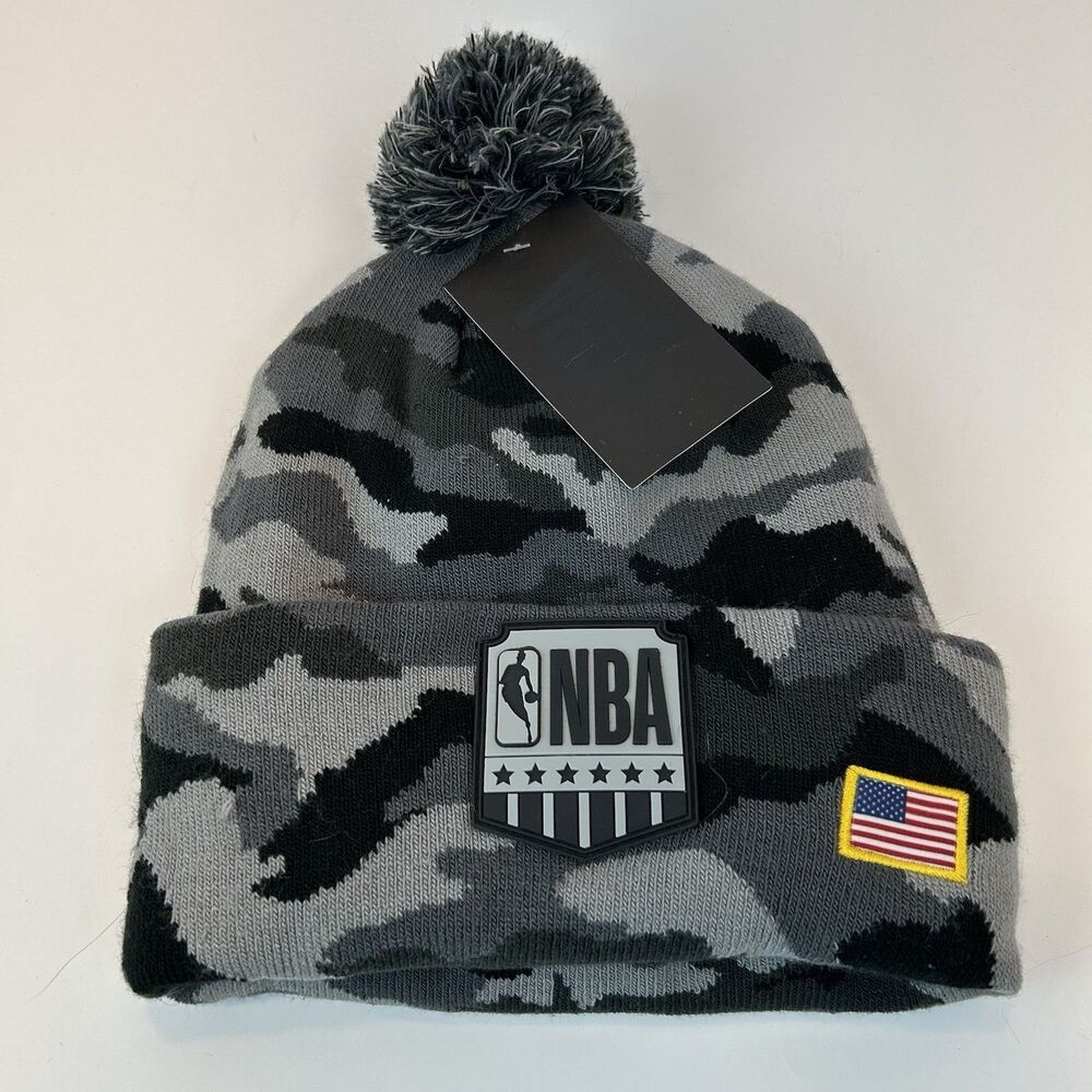NBA Camo Stocking Cap Pom – NBA Rubber Logo - USA Flag - NEW WITH TAG